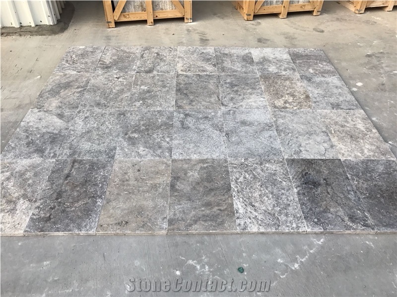 Silver Tumbled Travertine Pattern, Afyon Silver Travertine