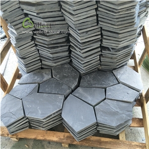 Black Slate Meshed Irregular Shaped Paving Stone