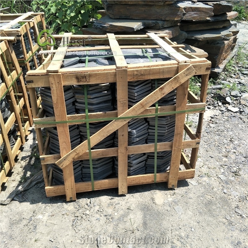 Black Slate Meshed Irregular Shaped Paving Stone