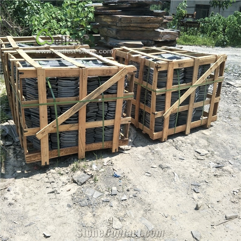 Black Slate Meshed Irregular Shaped Paving Stone