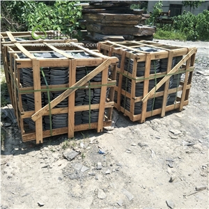 Black Slate Meshed Irregular Shaped Paving Stone