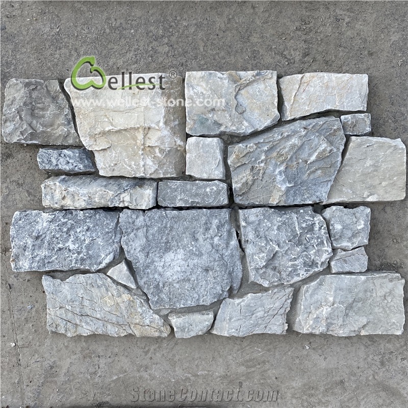 Grey Blue Z Shape Ledge Stone Wall Panel