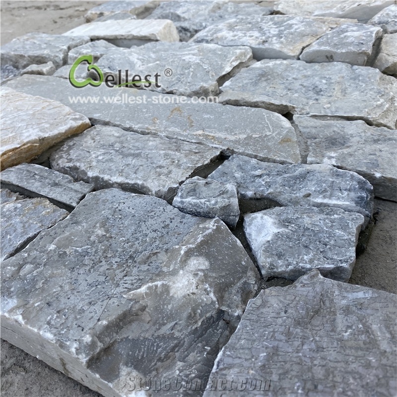 Grey Blue Z Shape Ledge Stone Wall Panel