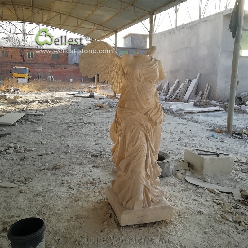 Landscape Handcraft Natural Stone Nike Statue