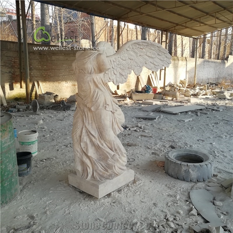 Landscape Handcraft Natural Stone Nike Statue