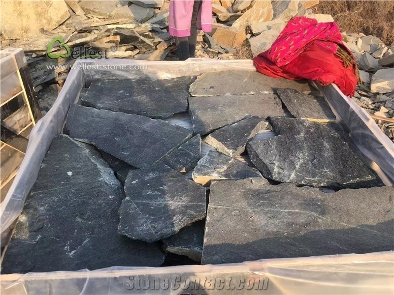 Natural Black Quartzite Random Loose Stone