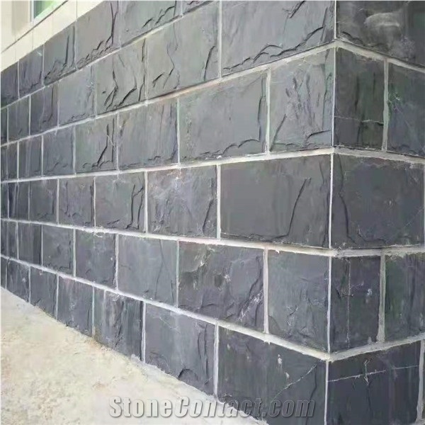 Black Sandstone Split Face Mushroom Stone Walling