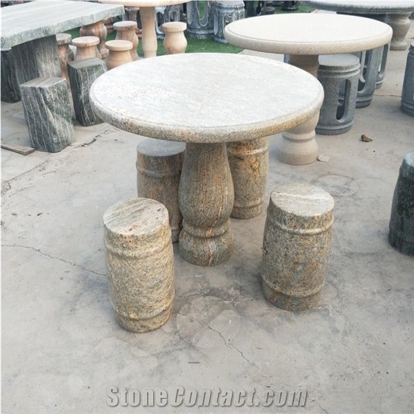 Grey Granite Polished Round Restaurant Table Top