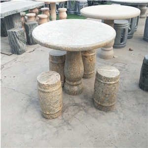 Grey Granite Polished Round Restaurant Table Top