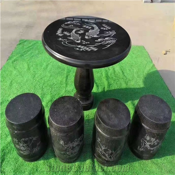 Grey Granite Polished Round Restaurant Table Top