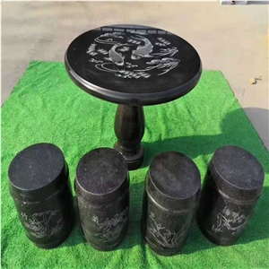 Grey Granite Polished Round Restaurant Table Top
