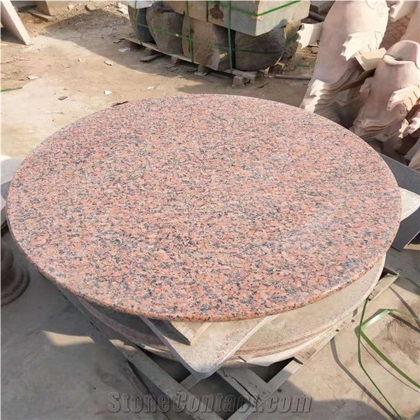Maple Red Granite Round Stone Table and Chairs