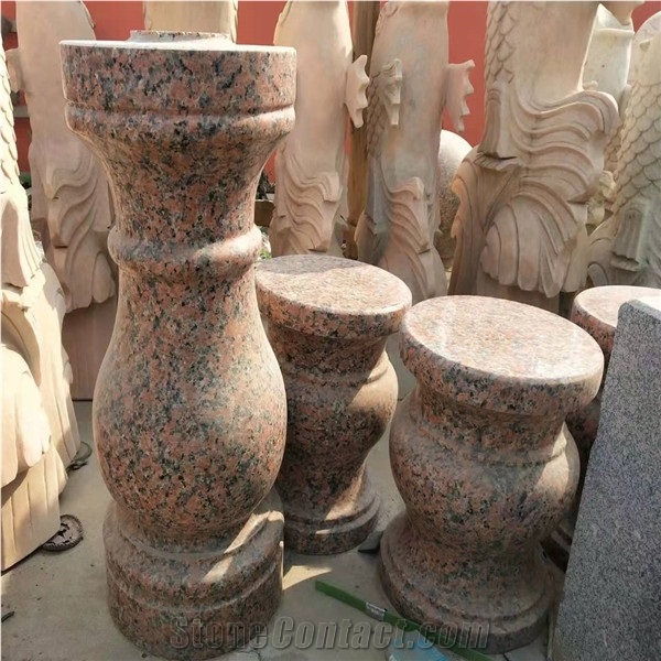 Maple Red Granite Round Stone Table and Chairs