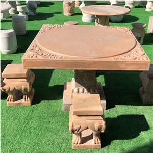 Pink Marble Sets Of Stone Garden Furniture