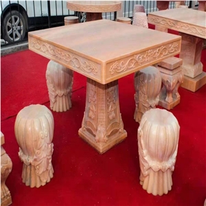 Pink Marble Sets Of Stone Garden Furniture