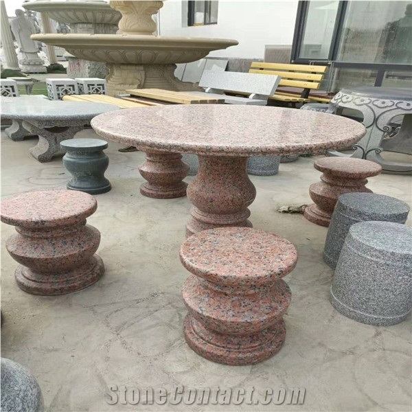 Red Stone Dining Tables Garden Red Tables Set