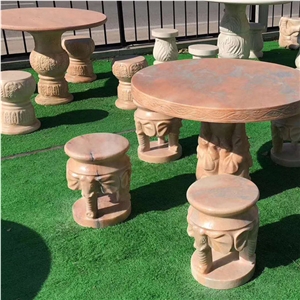 Round Pink Marble Top Kitchen Table and Chairs