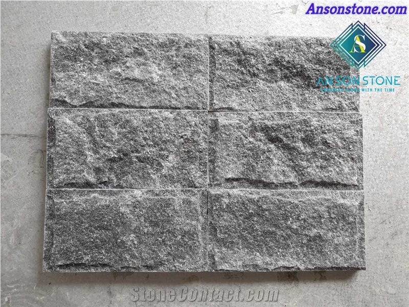 Hot Cheap Black Mushroomed Marble Split Wall Tiles