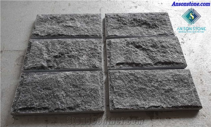 Hot Cheap Black Mushroomed Marble Split Wall Tiles