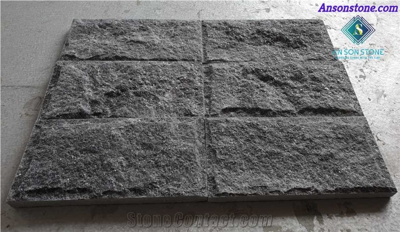 Hot Cheap Black Mushroomed Marble Split Wall Tiles