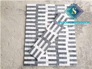Natural Black and White Wall Panel 6 Lines Stone Veneer