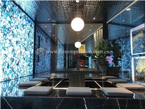 Blue Agate Gemstone Semiprecious Stone Slab