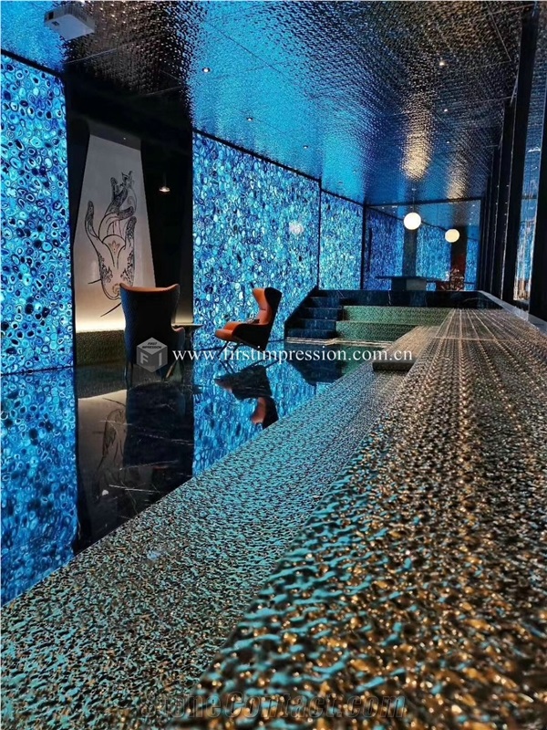 Blue Agate Gemstone Semiprecious Stone Slab