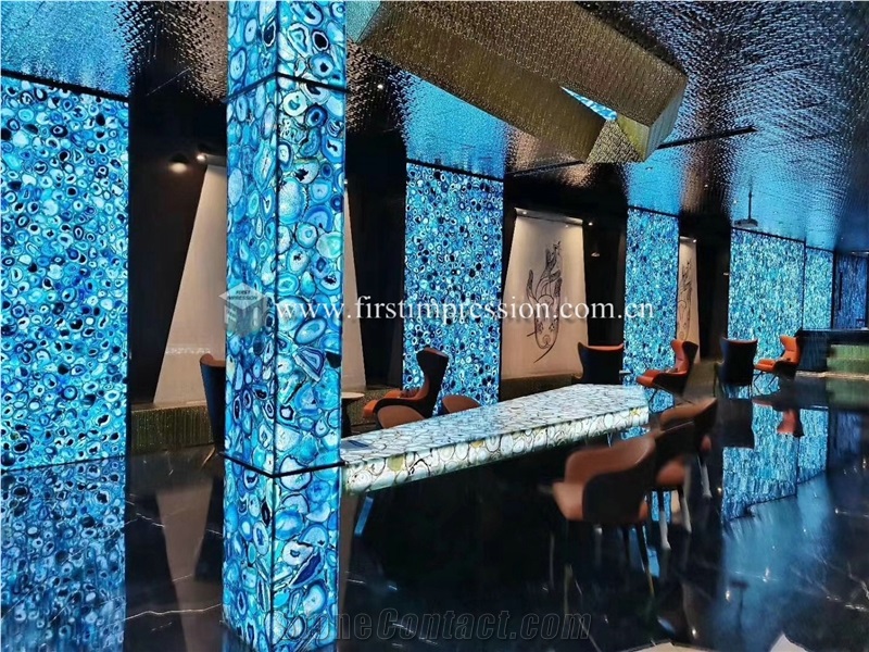 Blue Agate Gemstone Semiprecious Stone Slab