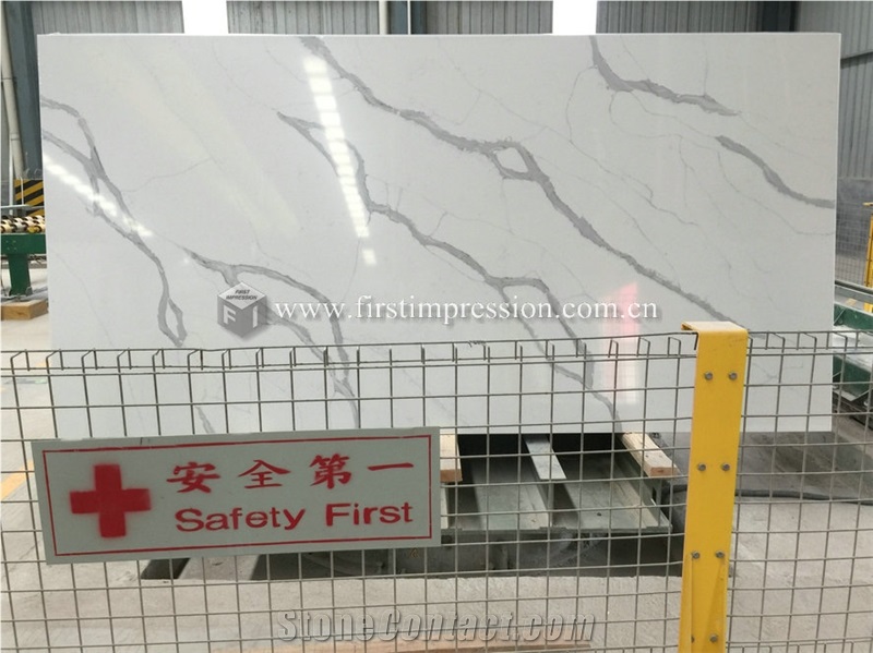 China Artificial Quartz Calacatta White Stone Slabs