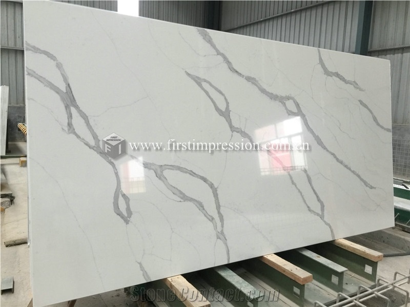 China Artificial Quartz Calacatta White Stone Slabs