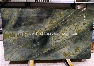 China Dreaming Peacock Green Marble Slabs,Tiles