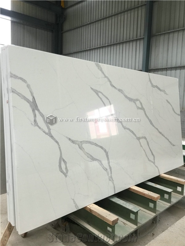 New Polished Artificial Quartz Calacatta White