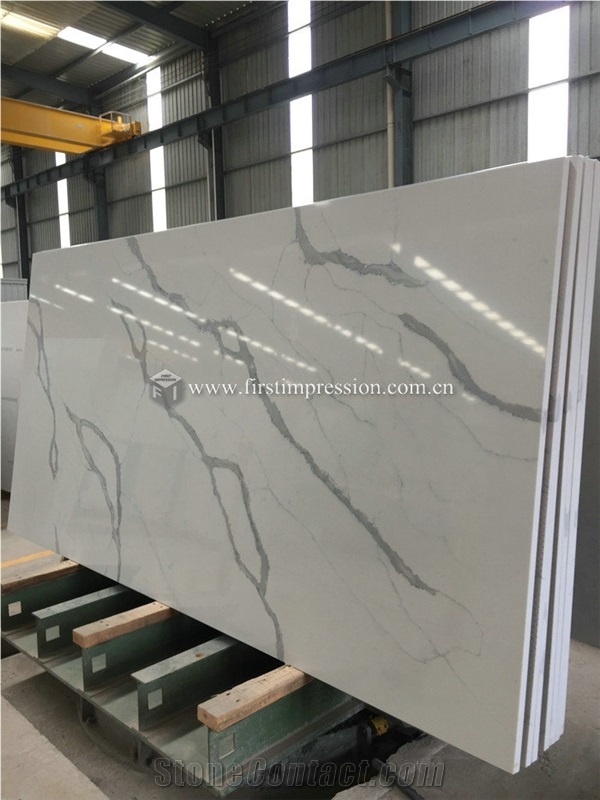 New Polished Artificial Quartz Calacatta White