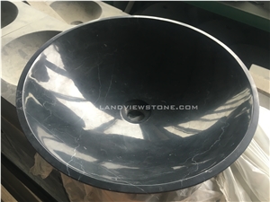 Black Marble Wash Basin Stone Round Bowls Sinkk