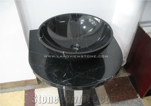 Black Marble Wash Basin Stone Round Bowls Sinkk