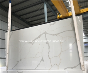 Luxury Calacatta Gold White Quartz Kichen Slab