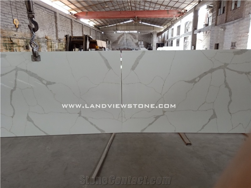 Luxury Calacatta Gold White Quartz Kichen Slab