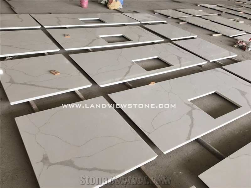 Luxury Calacatta Gold White Quartz Kichen Slab