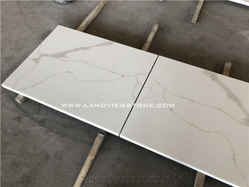 Luxury Calacatta Gold White Quartz Kichen Slab