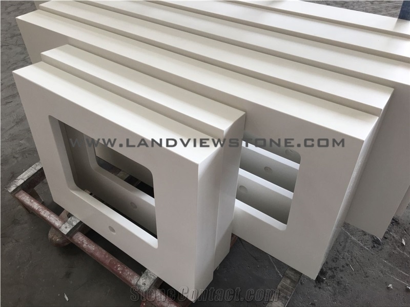 Pure White Quartz Custom Vanity Top Prefabtop
