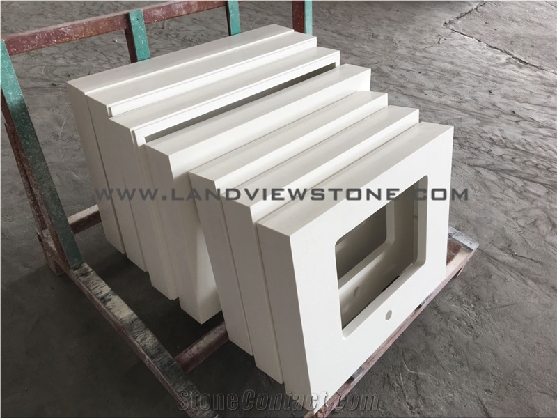 Pure White Quartz Custom Vanity Top Prefabtop