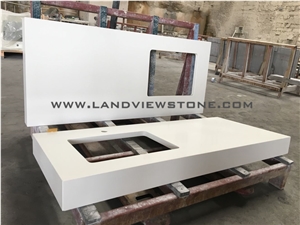 Pure White Quartz Custom Vanity Top Prefabtop