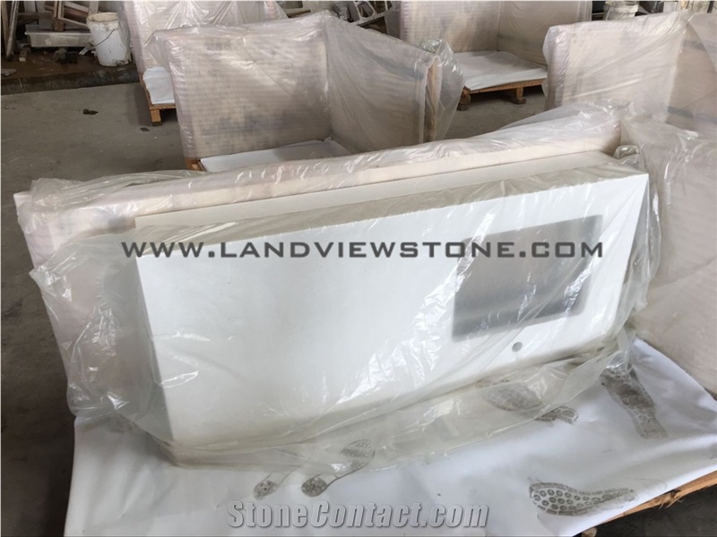 Pure White Quartz Custom Vanity Top Prefabtop