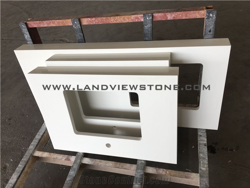 Pure White Quartz Custom Vanity Top Prefabtop