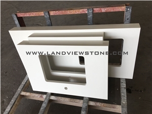 Pure White Quartz Custom Vanity Top Prefabtop