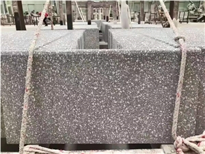 Grey Quartz Chips Terrazzo Tile Floor Pattern, Wall Panel
