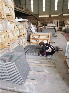 Grey Terrazzo Cement Stone Stairs, Risers Interior