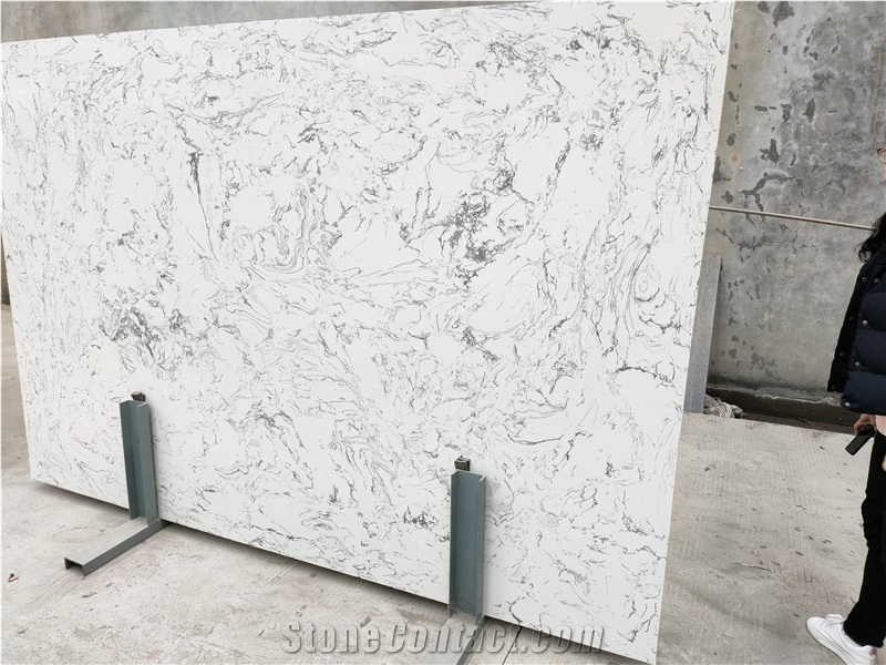 White Polished Artificial Marble Slabs Floor Tiles