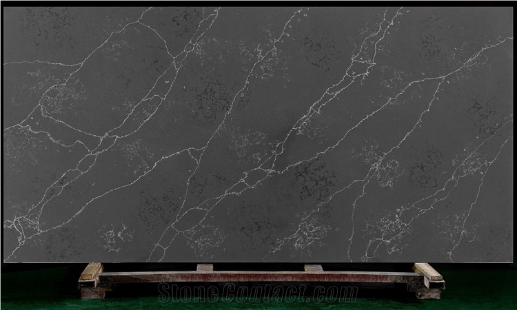 Black Artificial Quartz Stone for Indoor Tops