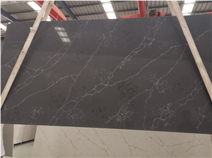 Black Artificial Quartz Stone for Indoor Tops